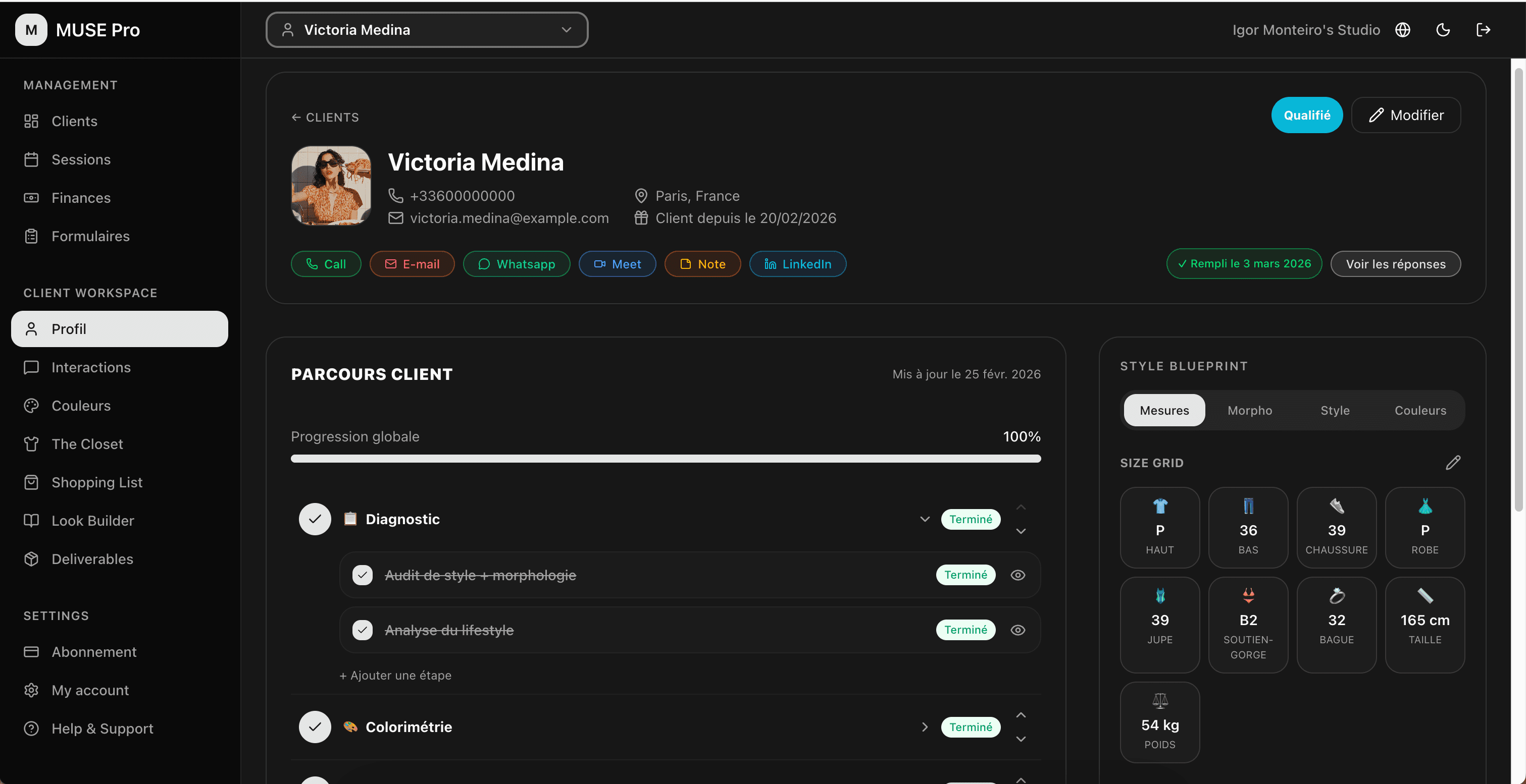 Application Muse (mode sombre)